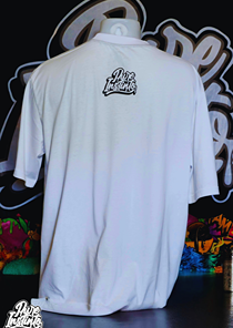 white t-shirt Mochi back side Pure Instinto logo